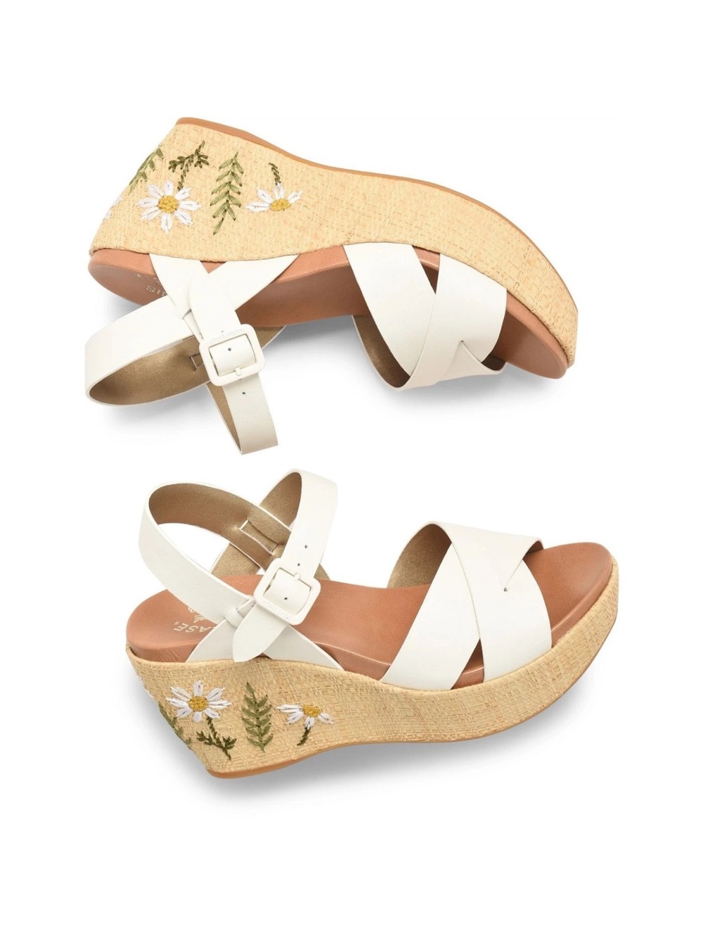 Kork-Ease White Leather Crisscross Ankle-Strap Wedges NEW SIZE 8 - Picture 2 of 11